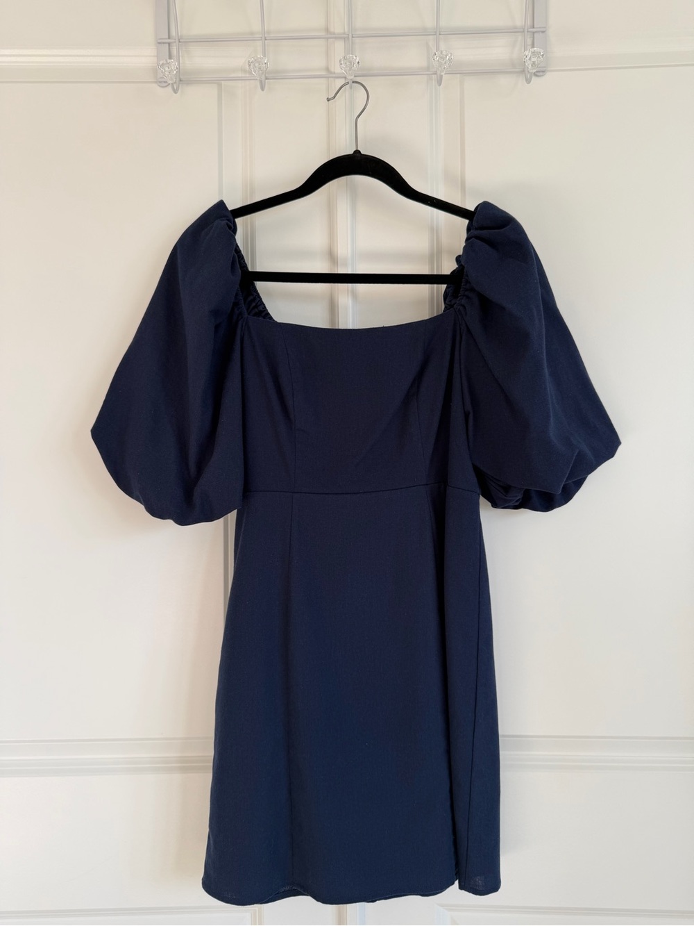 miami Navy Puff-Sleeve Mini Dress